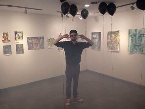 Artist Russell frantom at his solo art gallery event, 2019 in south bend Indiana 