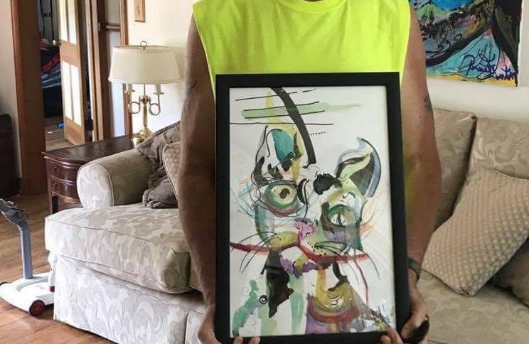 “Joker cat” 2027 watercolor painting by Russell Frantom (sold) ​