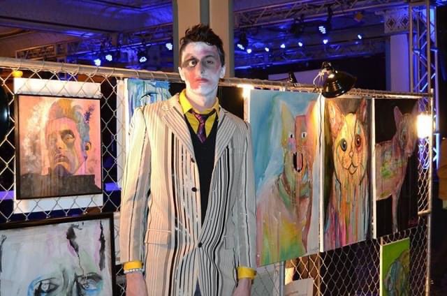 Artist Russell Frantom displays artwork in Indianapolis old national centre in 2014 ​