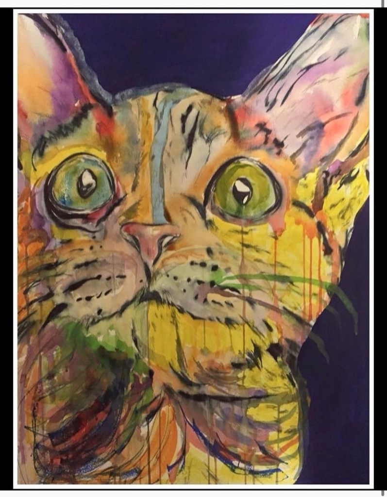 One of artist Russell Frantom’s cat paintings