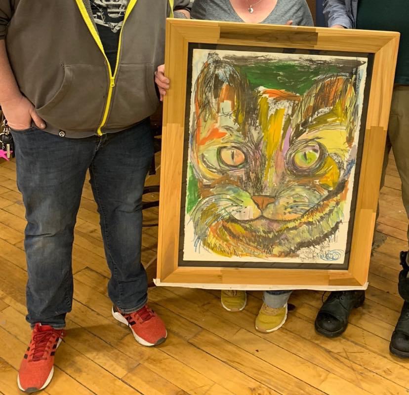 Sold untitled abstract cat painting by south bend artist Russell frantom 