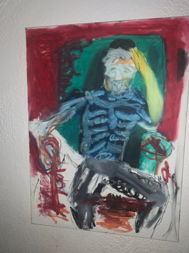 Mixed media figure painting on canvas by Russell frantom 2017​