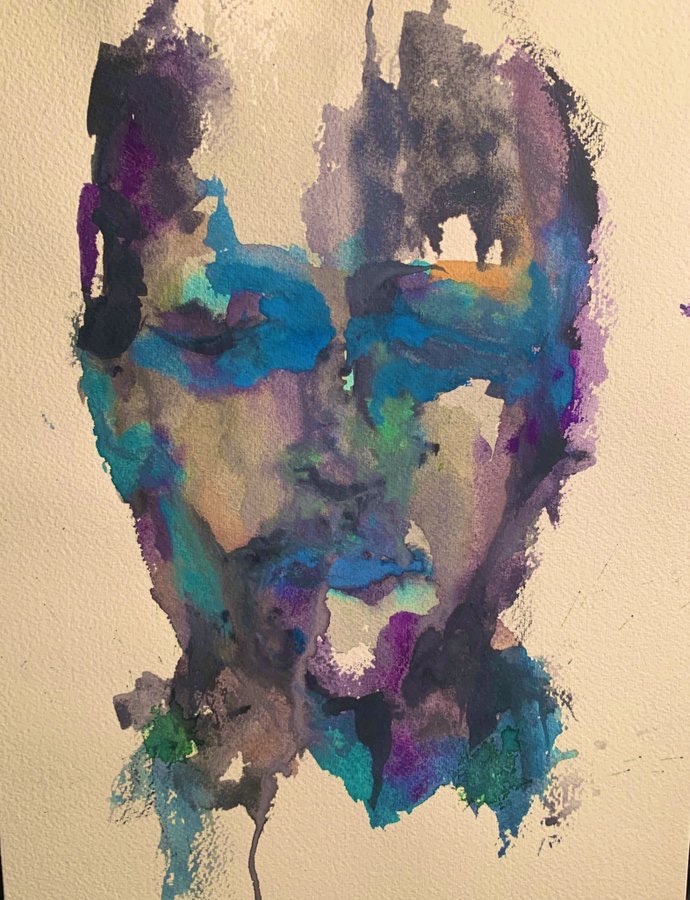 2019 watercolor abstract portrait, by Russell frantom purple 