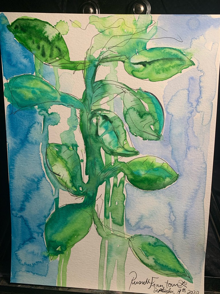 Green vine painting by Russell frantom 