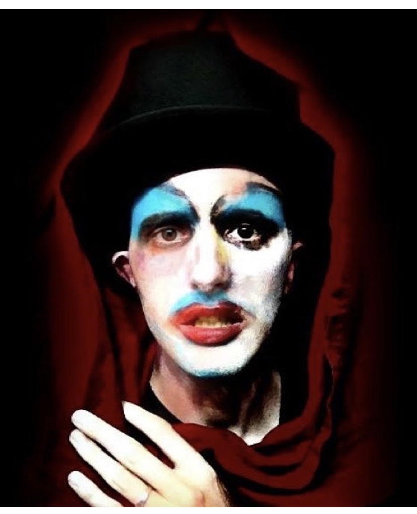 Visual artist Russell frantom from Chicago and south bend wearing makeup date unknown 