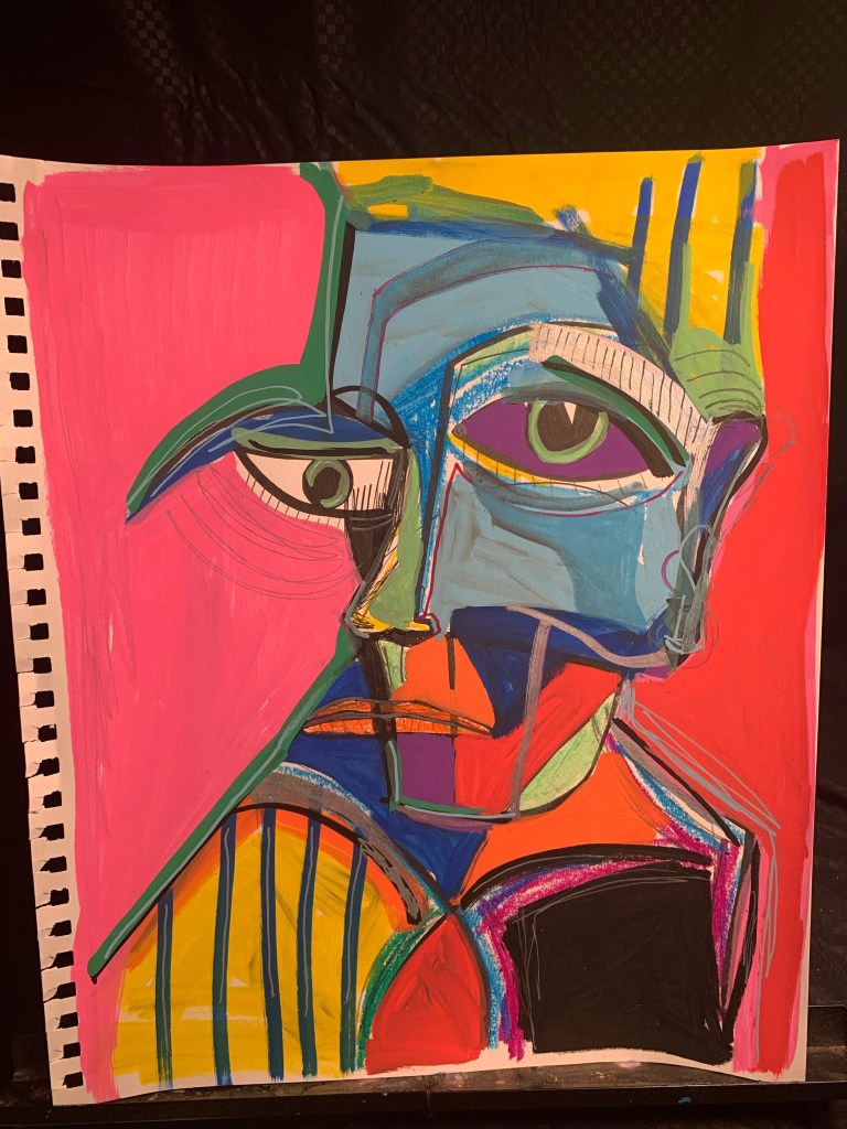 Abstract portrait painting by Russell frantom 