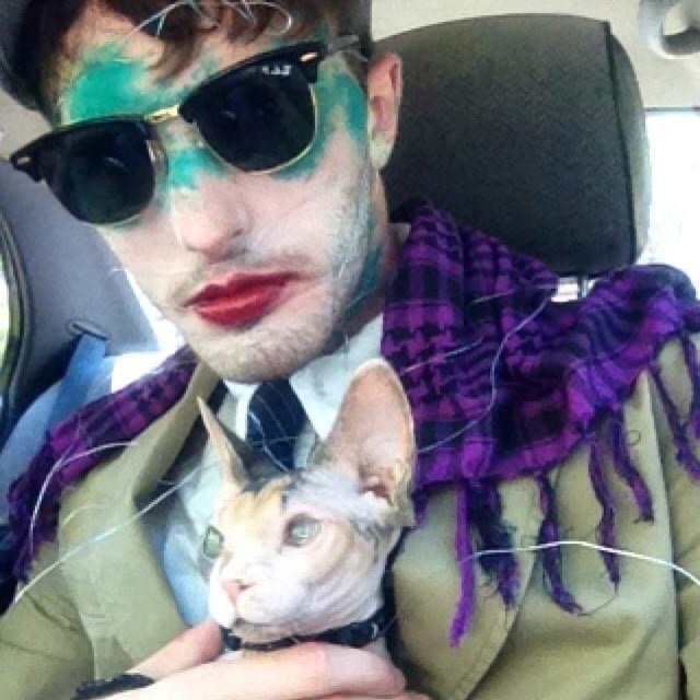 Visual artist Russell frantom from south bend Indiana with his cat in 2014 