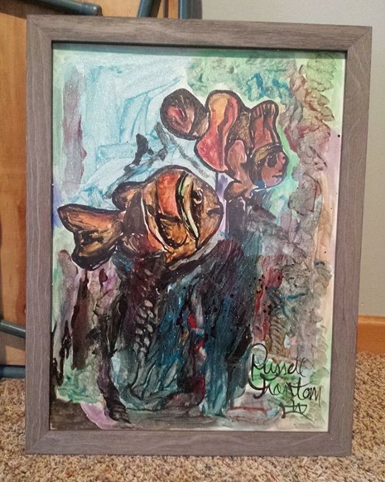 Colorful clownfish painting by Chicago artist Russell Frantom