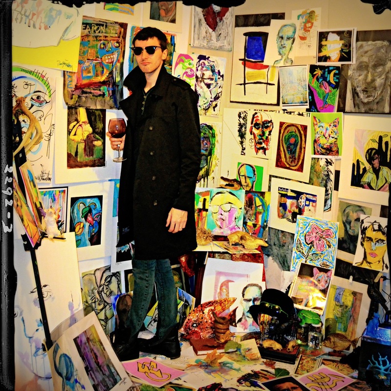 Artist Russell Frantom stands amongst his early artwork in his art studio in 2013 