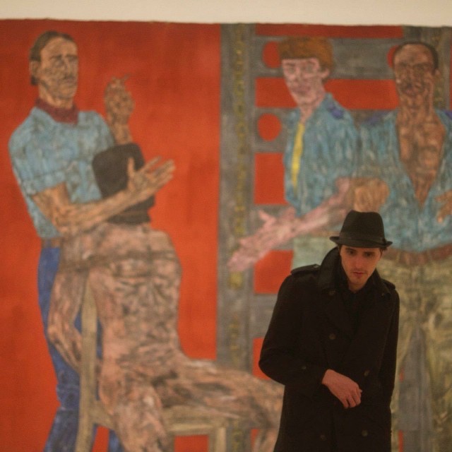 Artist Russell Frantom at a Chicago art exhibition 