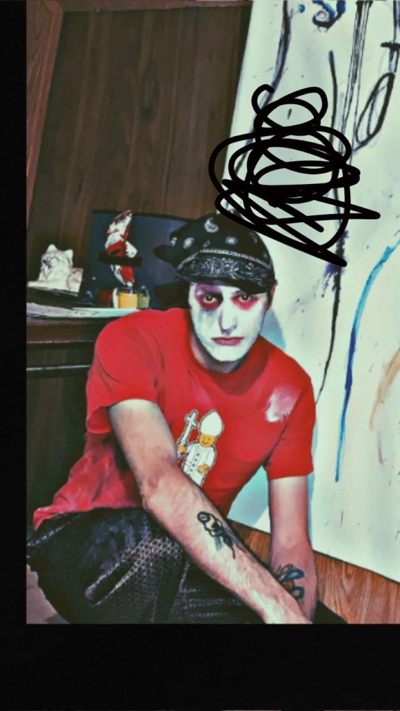 Artist Russell frantom in art studio. 